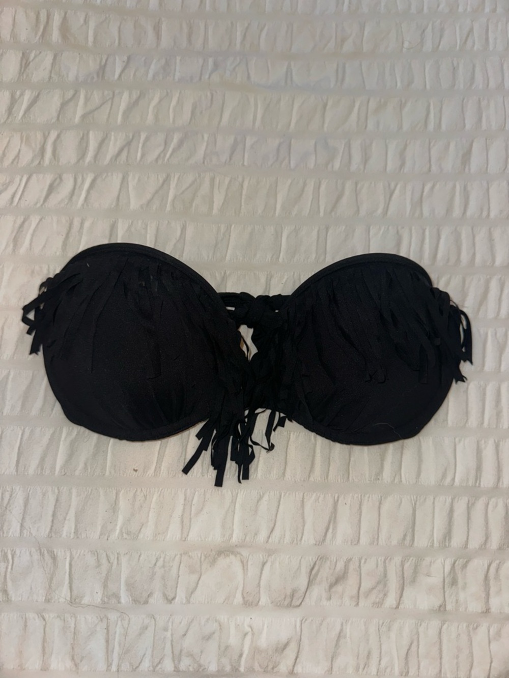 Arizona Jean Company Black Fringe Bandeau Bikini Top